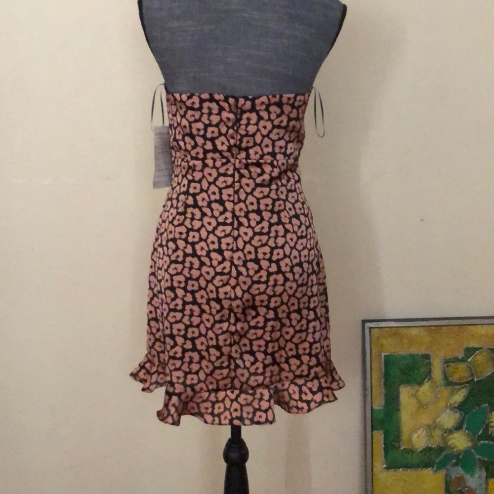 Satin front tie mini dress - Picture 4 of 5